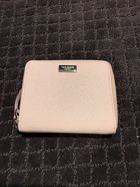kate spade blush pink zip-around compact wallet